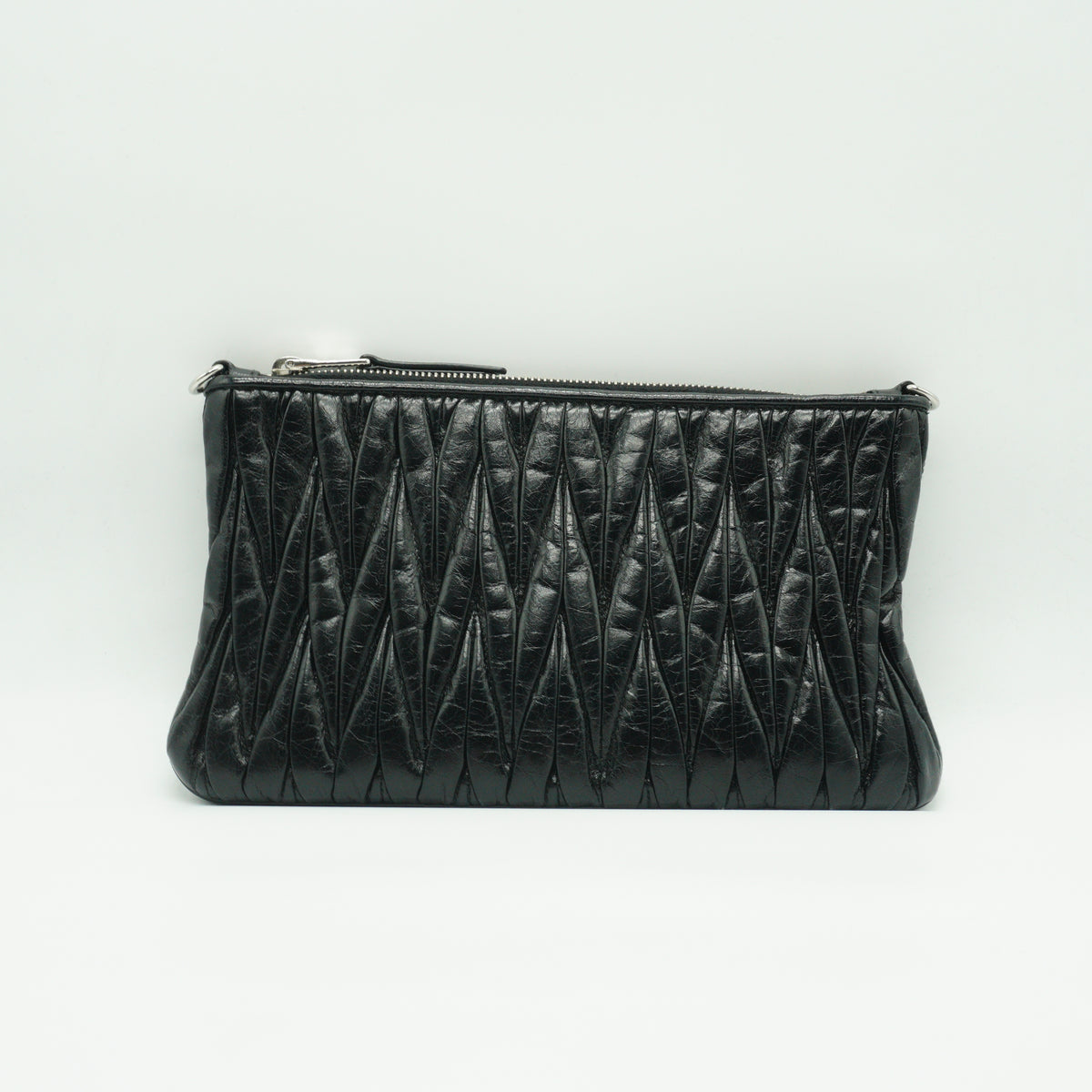 Miu Miu	Black Matelasse Crossbody Bag Small SHW