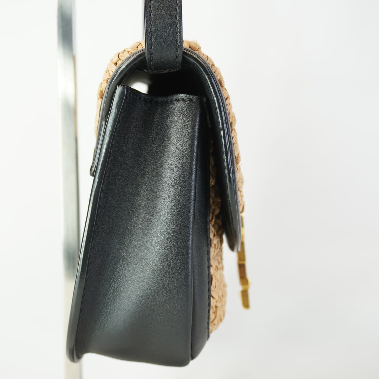 YSL	Kaia Raffia Black Small GHW