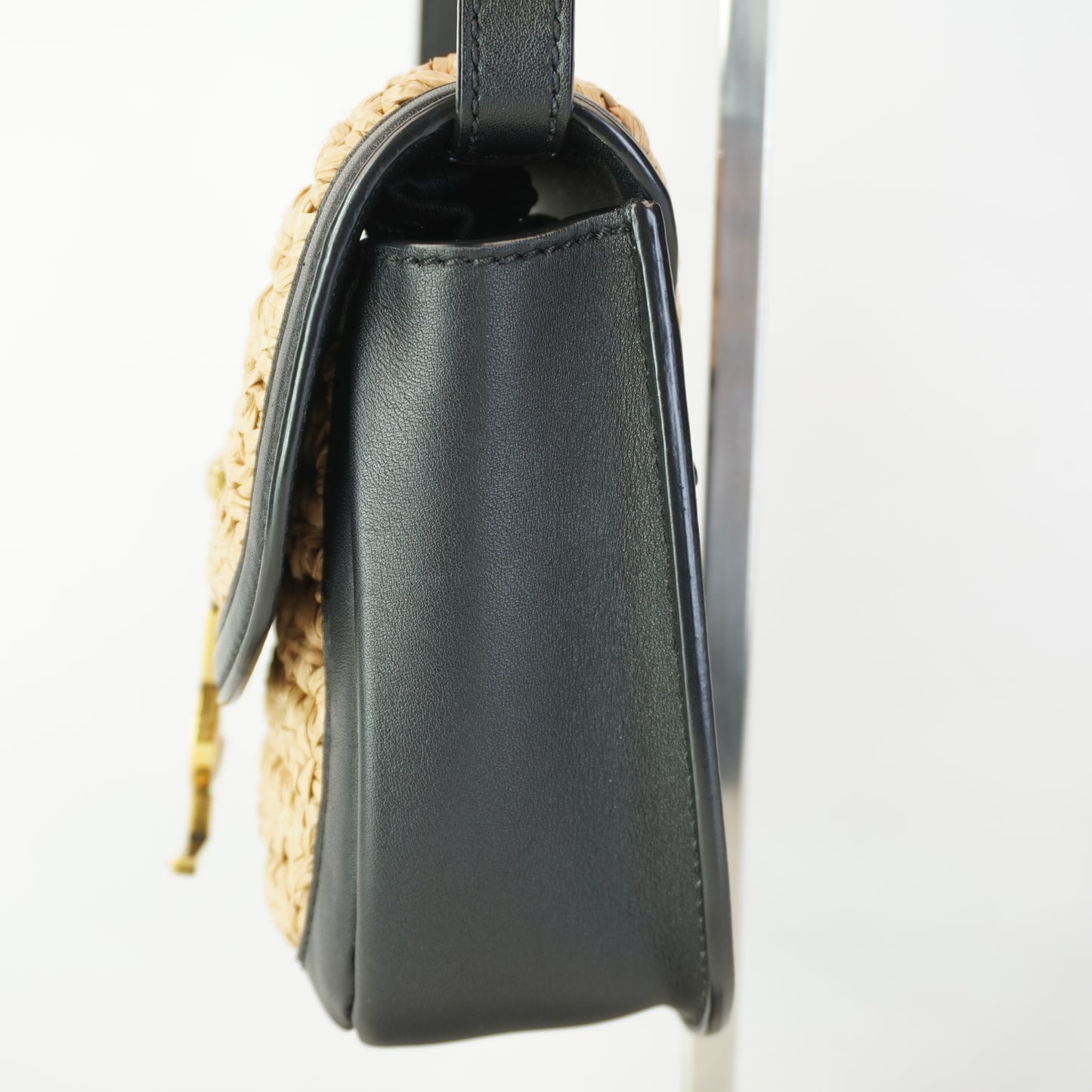 YSL	Kaia Raffia Black Small GHW