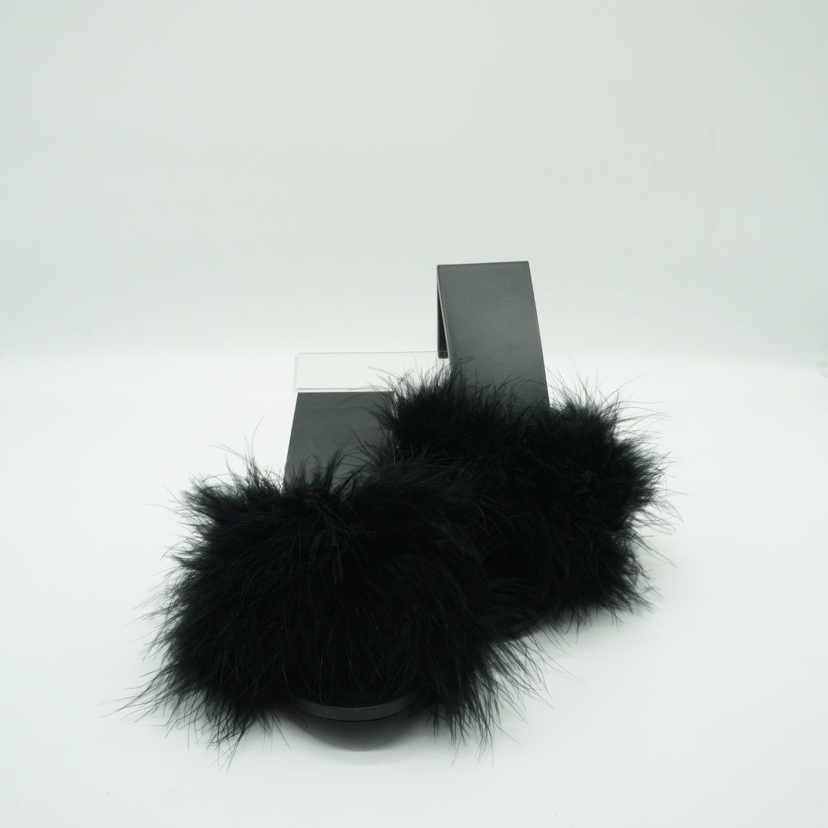 Balenciaga Mono Feather Embellished Muels Black size 38.5