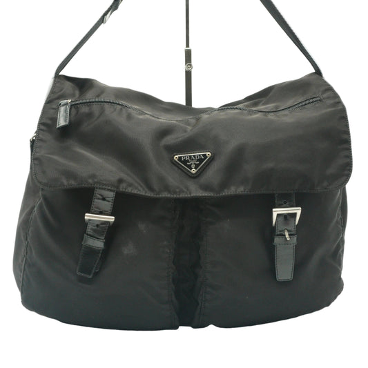 Prada Tessuto Nylon Saffiano Leather Messenger Bag GHW