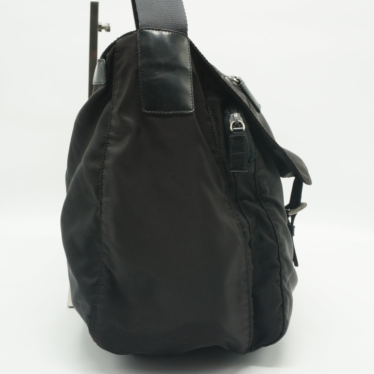 Prada Tessuto Nylon Saffiano Leather Messenger Bag GHW