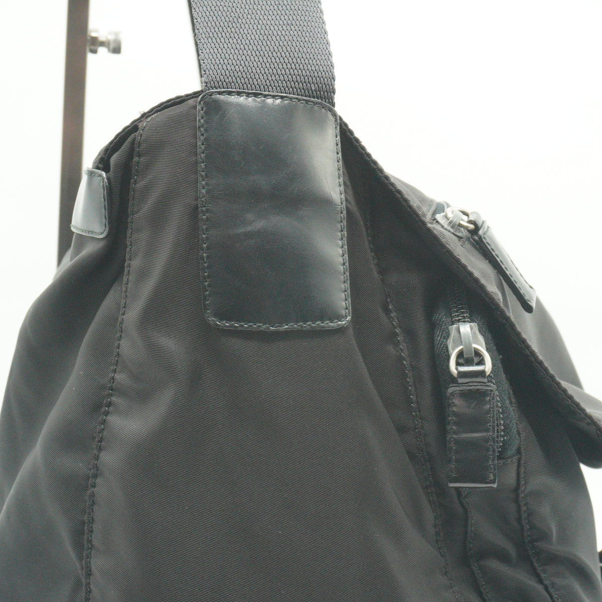 Prada Tessuto Nylon Saffiano Leather Messenger Bag GHW