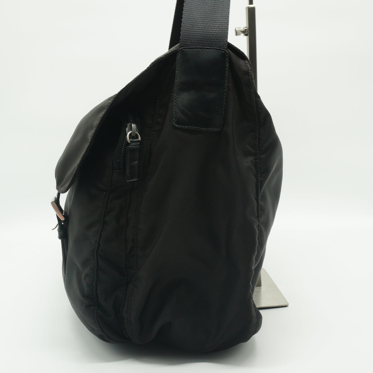 Prada Tessuto Nylon Saffiano Leather Messenger Bag GHW