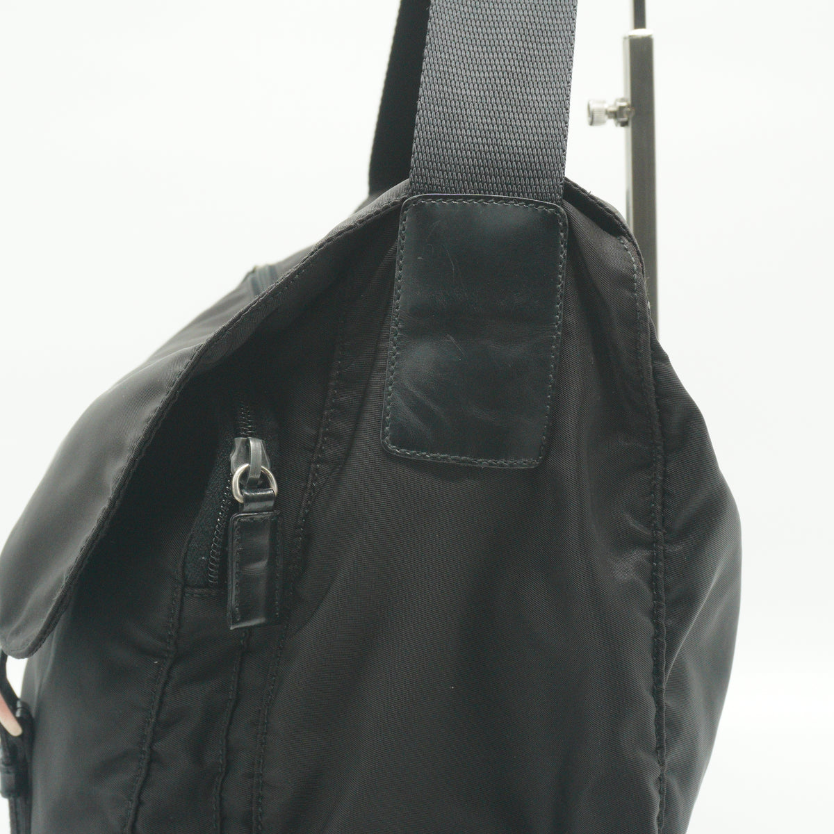 Prada Tessuto Nylon Saffiano Leather Messenger Bag GHW