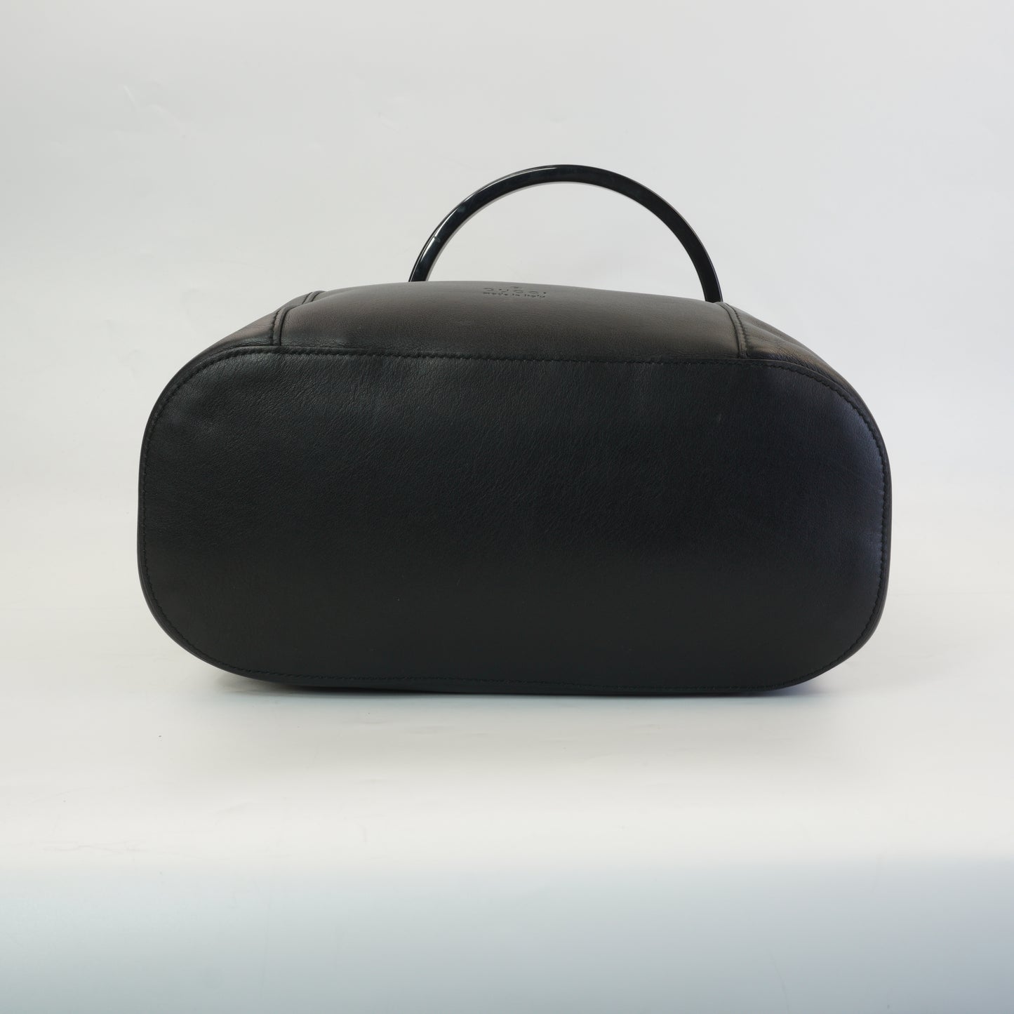 Gucci Calfskin Ring Bucket Bag Black MHW Medium