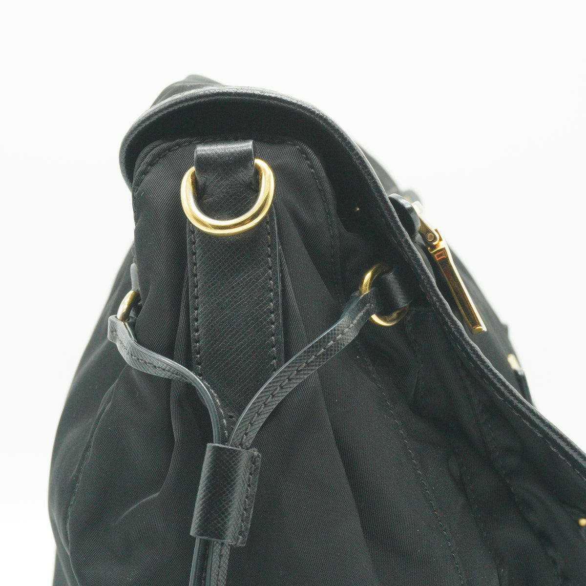 Prada Vela Tessuto Nylon Double Buckle Messenger Bag SHW
