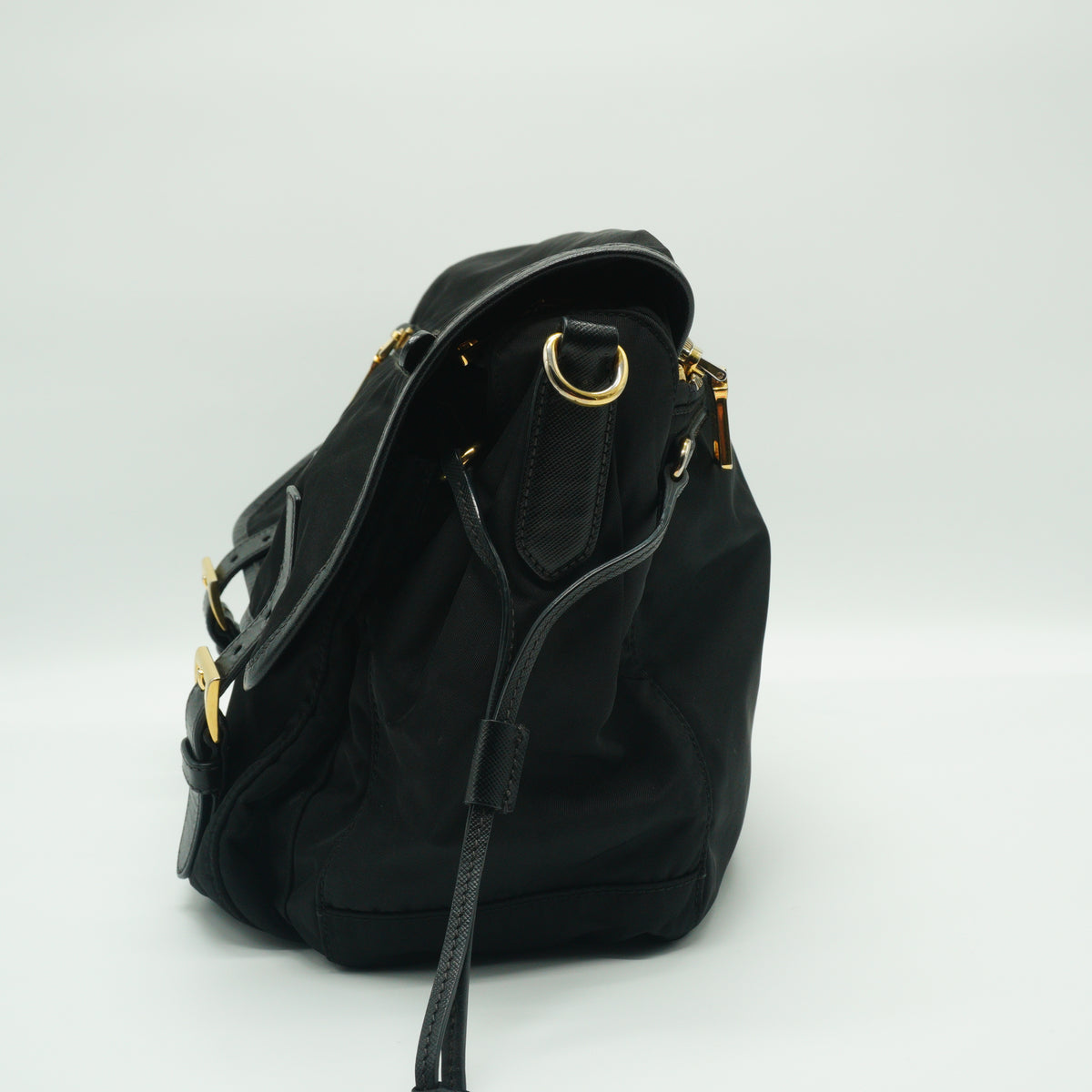Prada Vela Tessuto Nylon Double Buckle Messenger Bag SHW