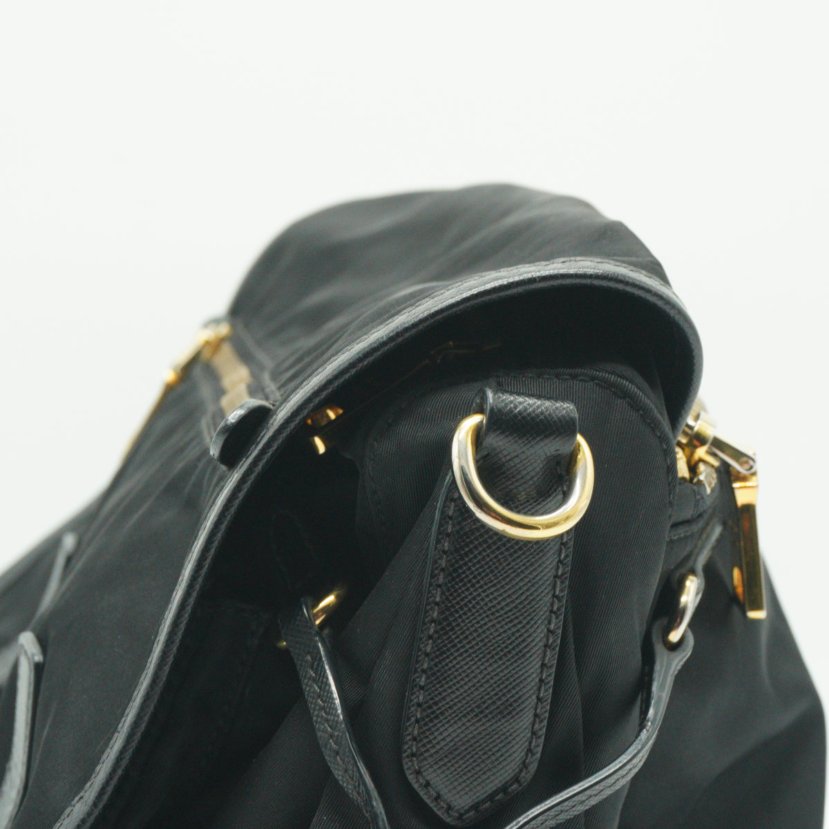 Prada Vela Tessuto Nylon Double Buckle Messenger Bag SHW
