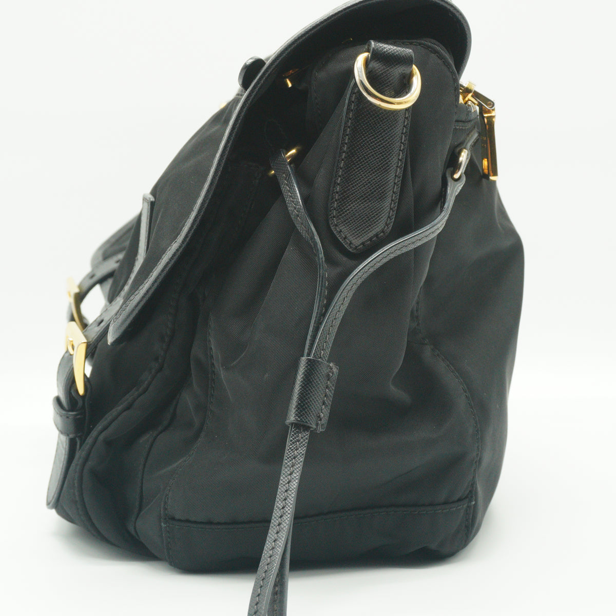 Prada Vela Tessuto Nylon Double Buckle Messenger Bag SHW