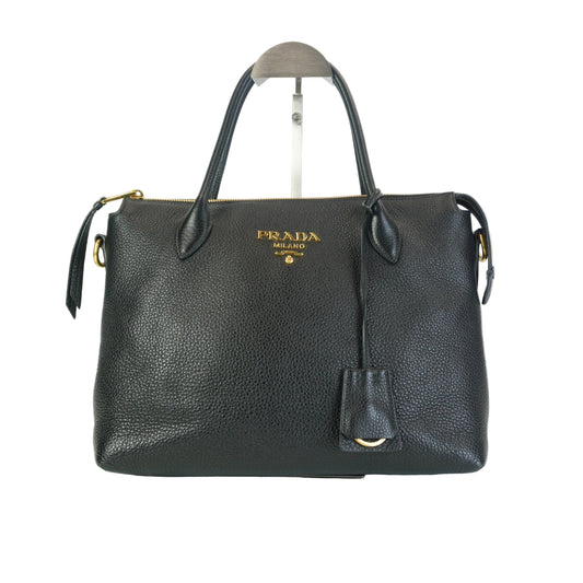 Prada Vitello Daino Tote Medium Black GHW
