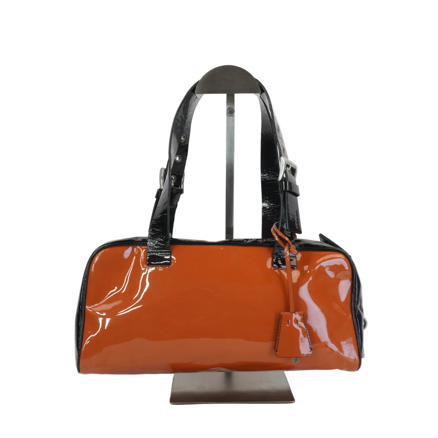 Prada Patent Bowling Bag Orange Medium