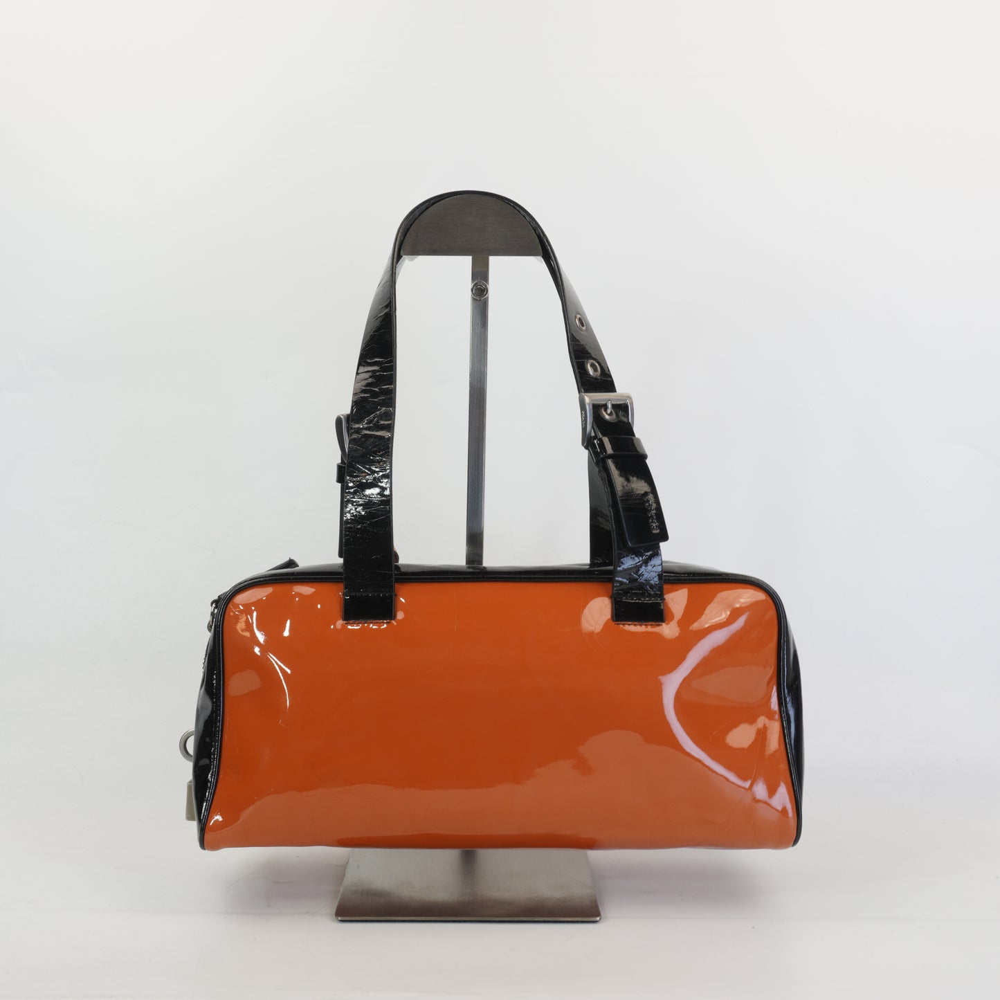 Prada Patent Bowling Bag Orange Medium