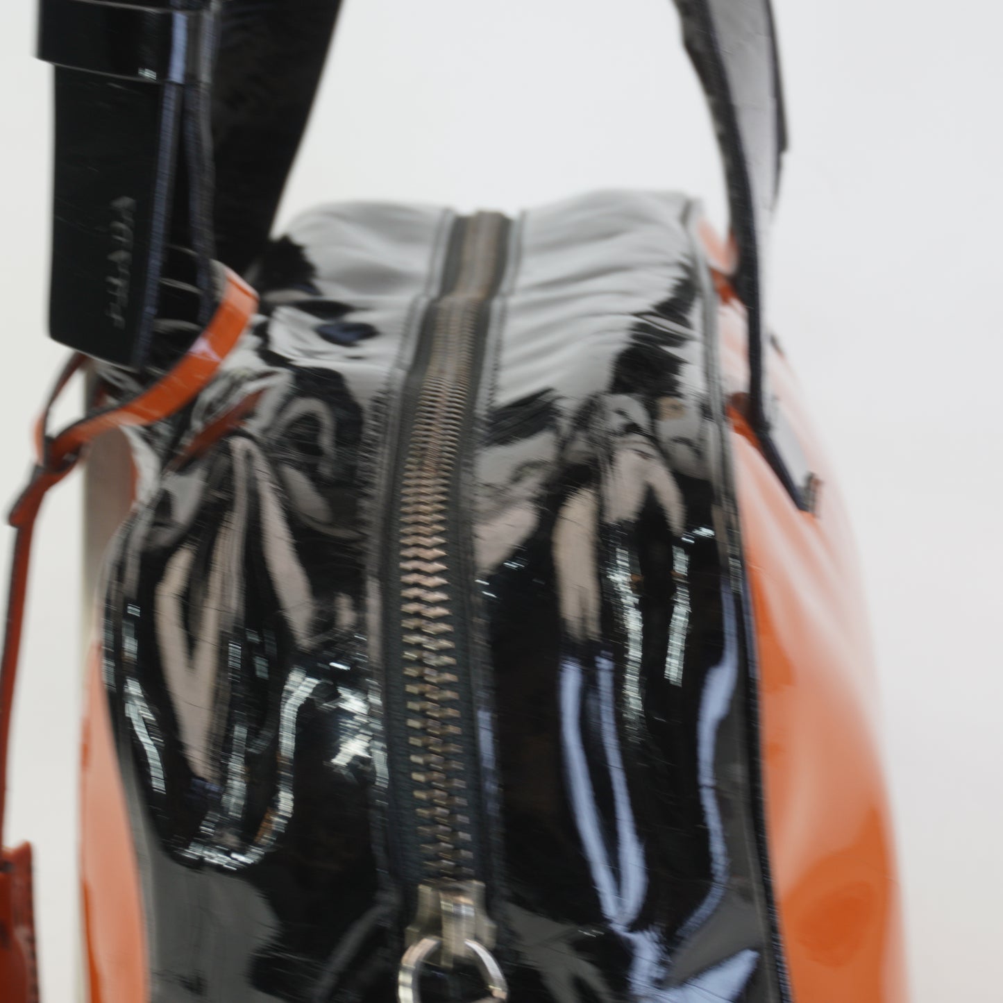 Prada Patent Bowling Bag Orange Medium