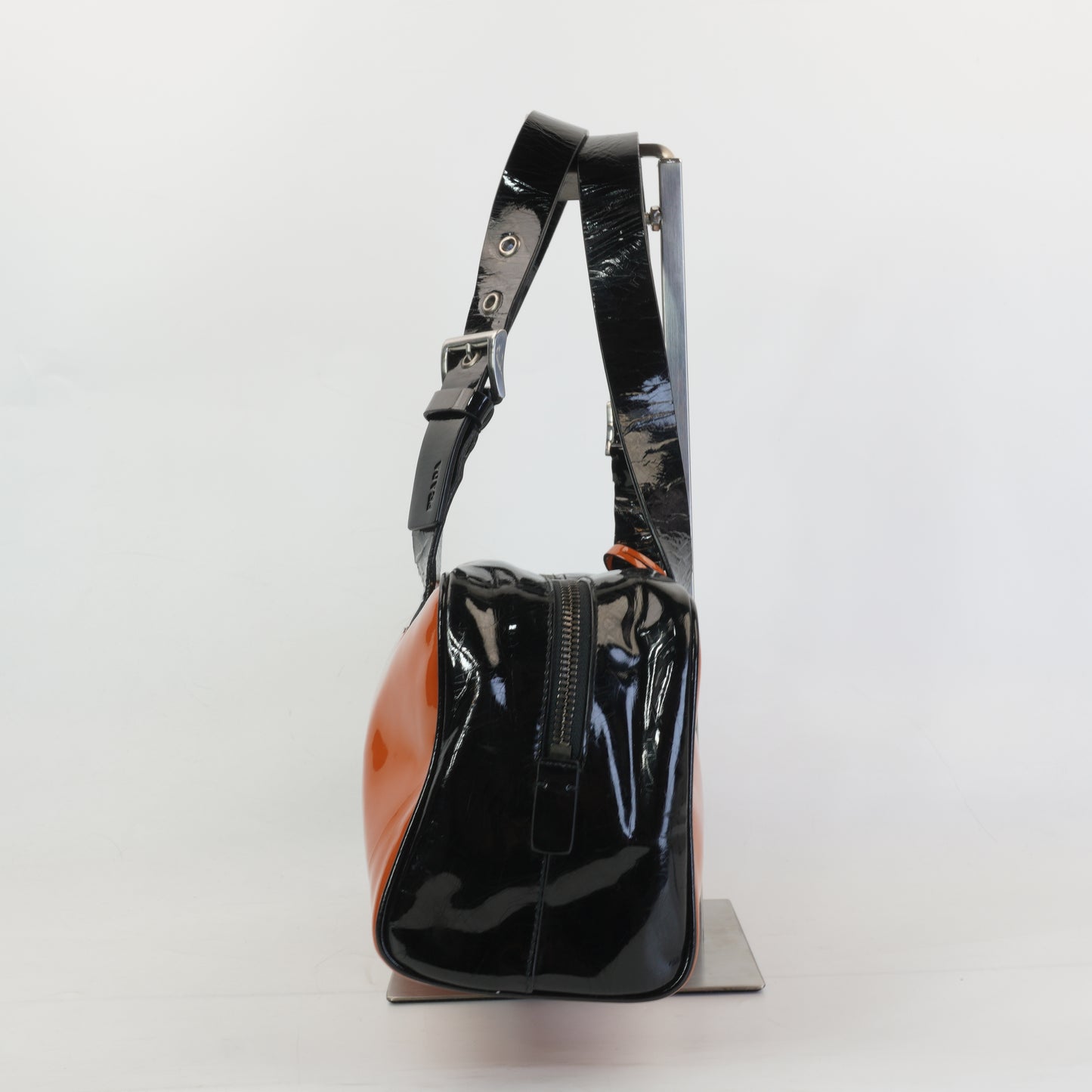 Prada Patent Bowling Bag Orange Medium