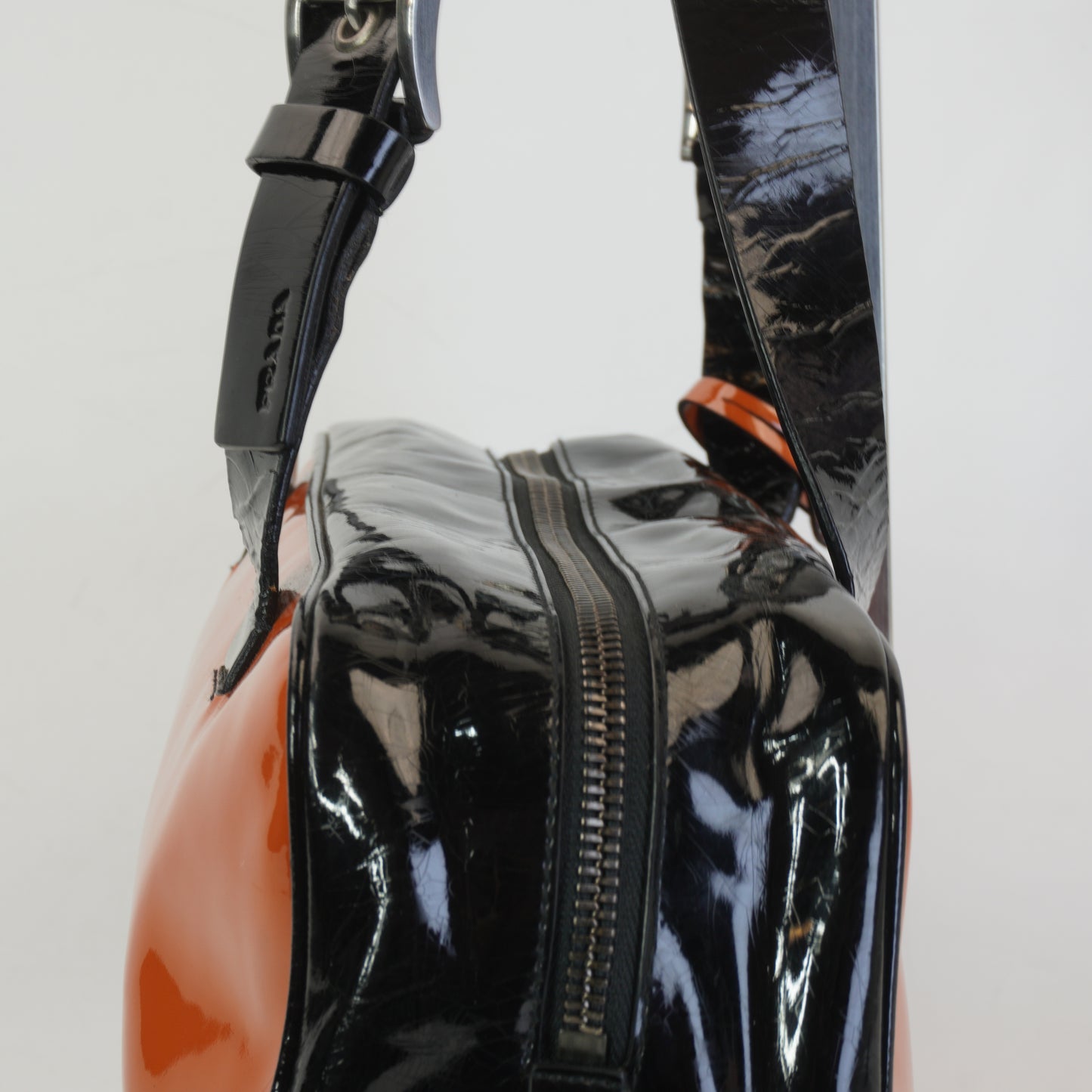 Prada Patent Bowling Bag Orange Medium