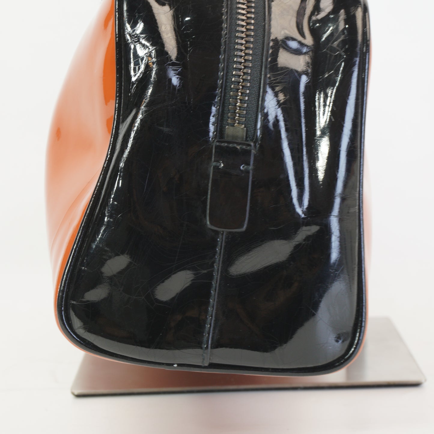 Prada Patent Bowling Bag Orange Medium