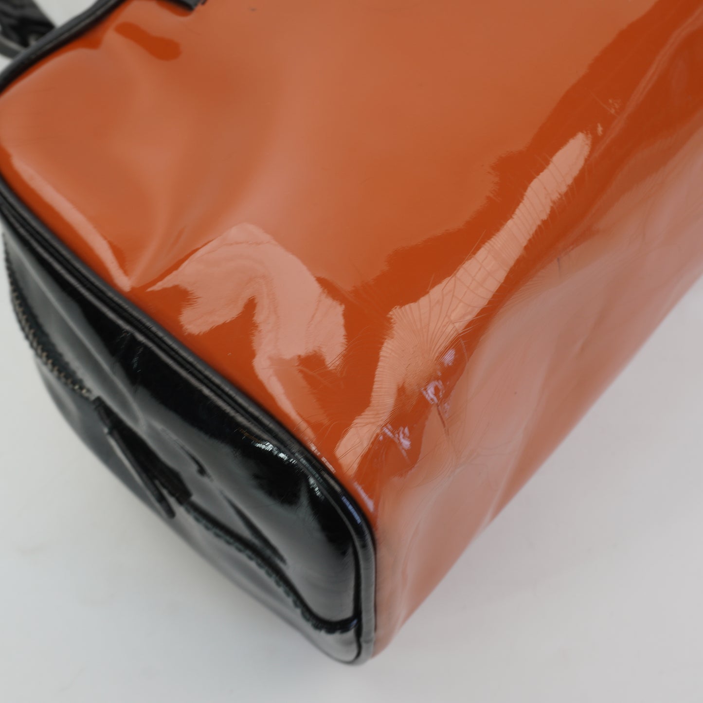 Prada Patent Bowling Bag Orange Medium