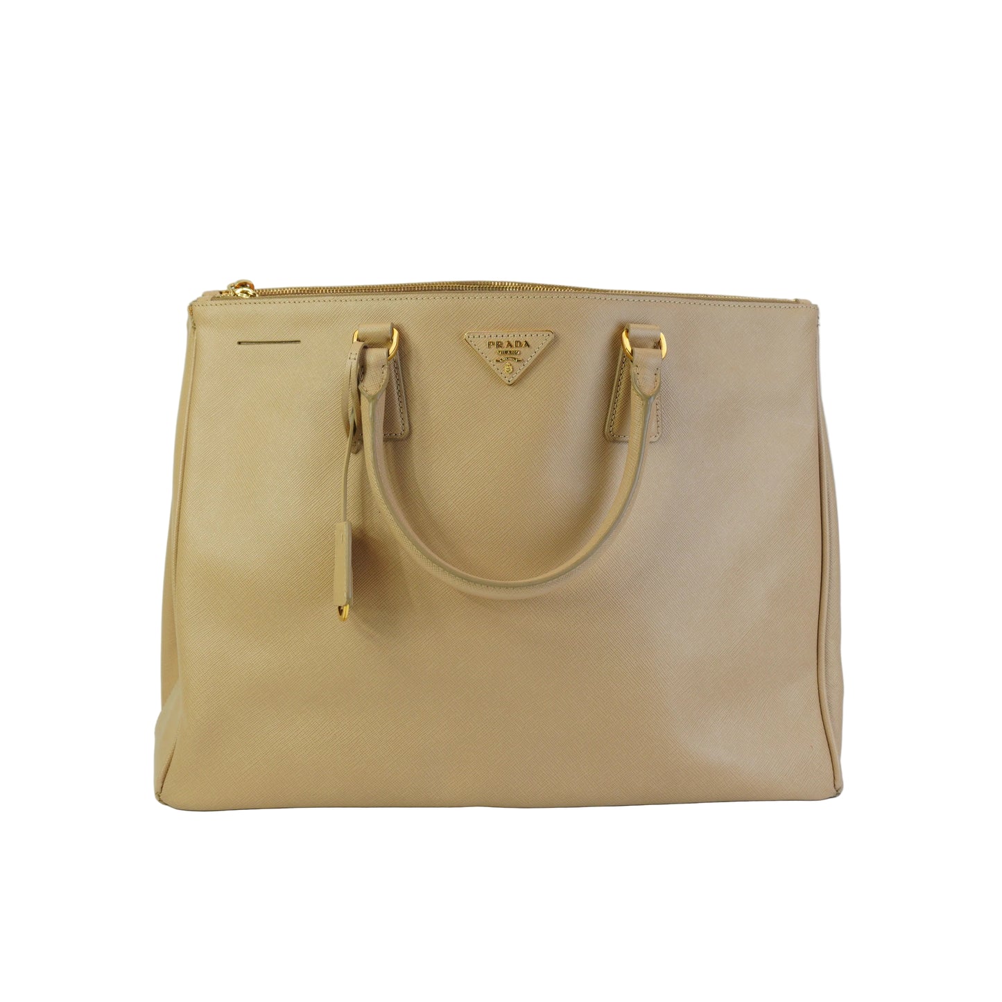 Prada Large Saffiano Lux Galleria Double Beige GHW