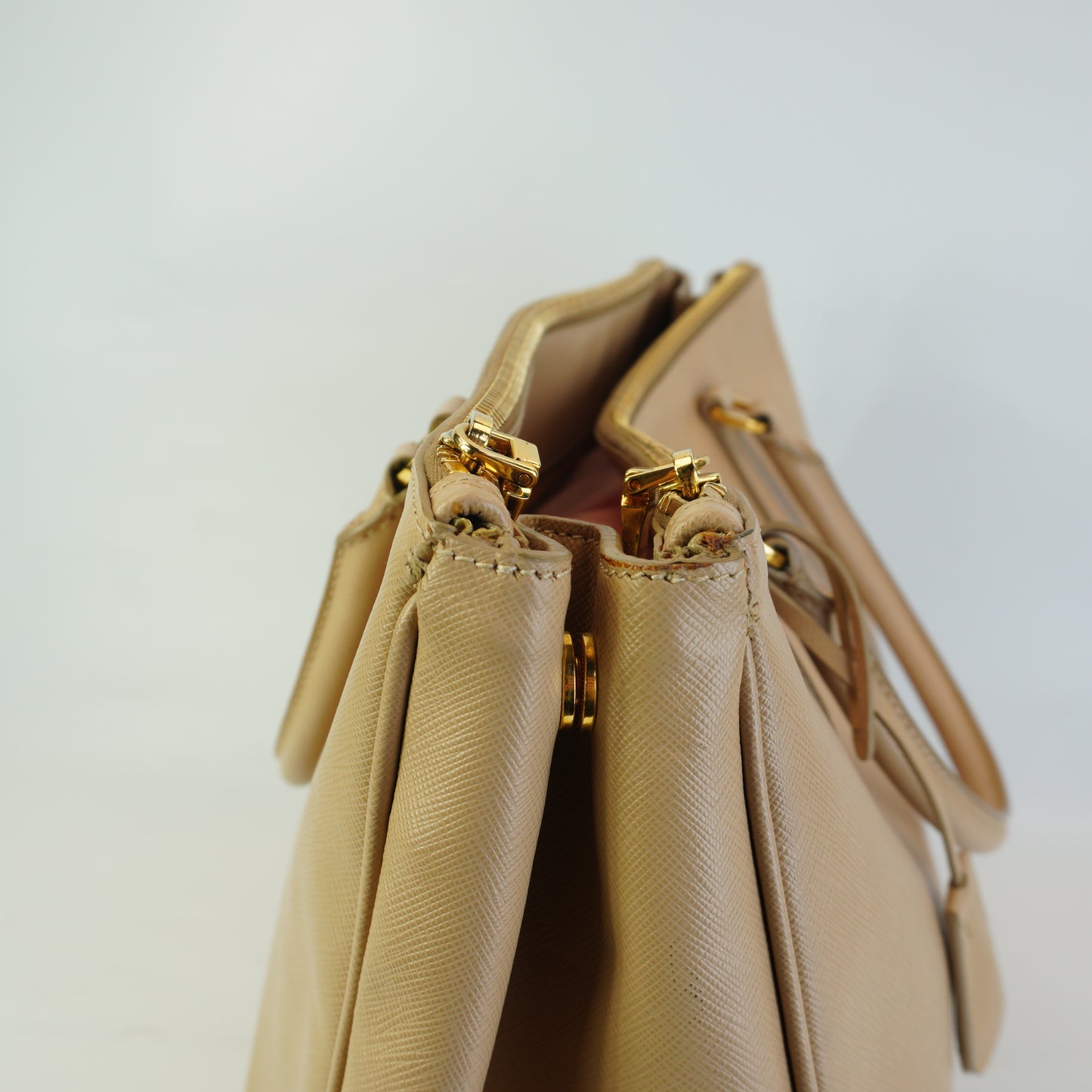 Prada Large Saffiano Lux Galleria Double Beige GHW