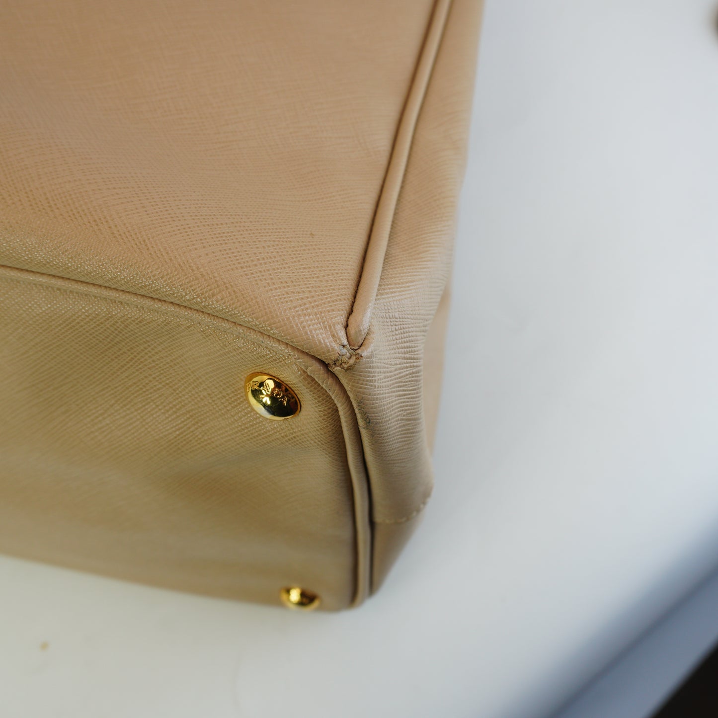 Prada Large Saffiano Lux Galleria Double Beige GHW