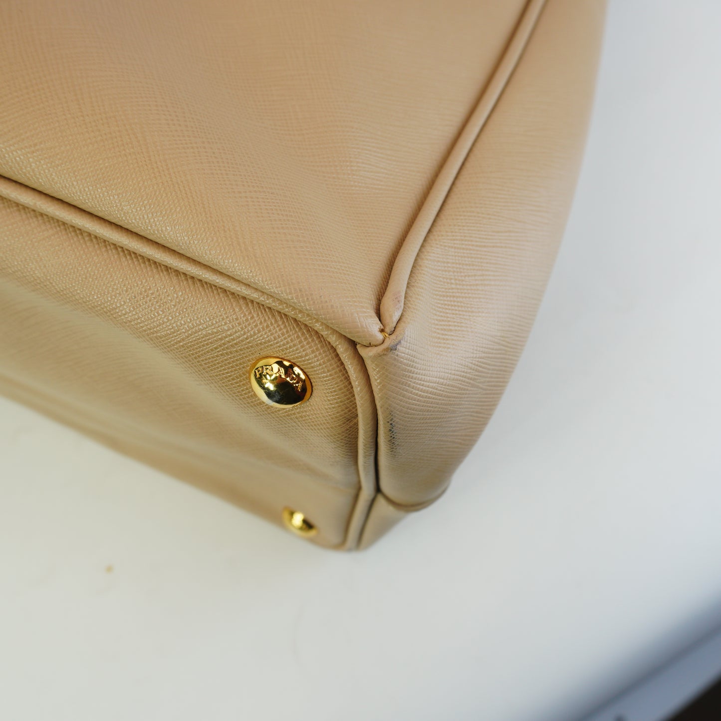 Prada Large Saffiano Lux Galleria Double Beige GHW