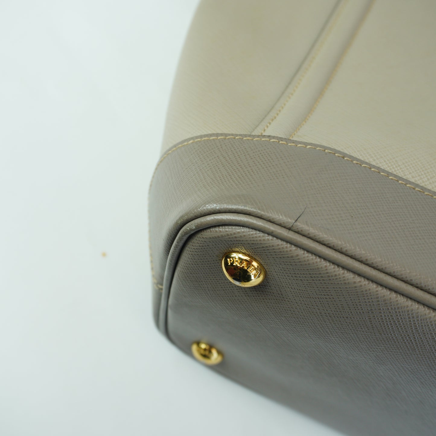 Prada Saffiano Lux Shopping Tote Bag Beige Medium GHW