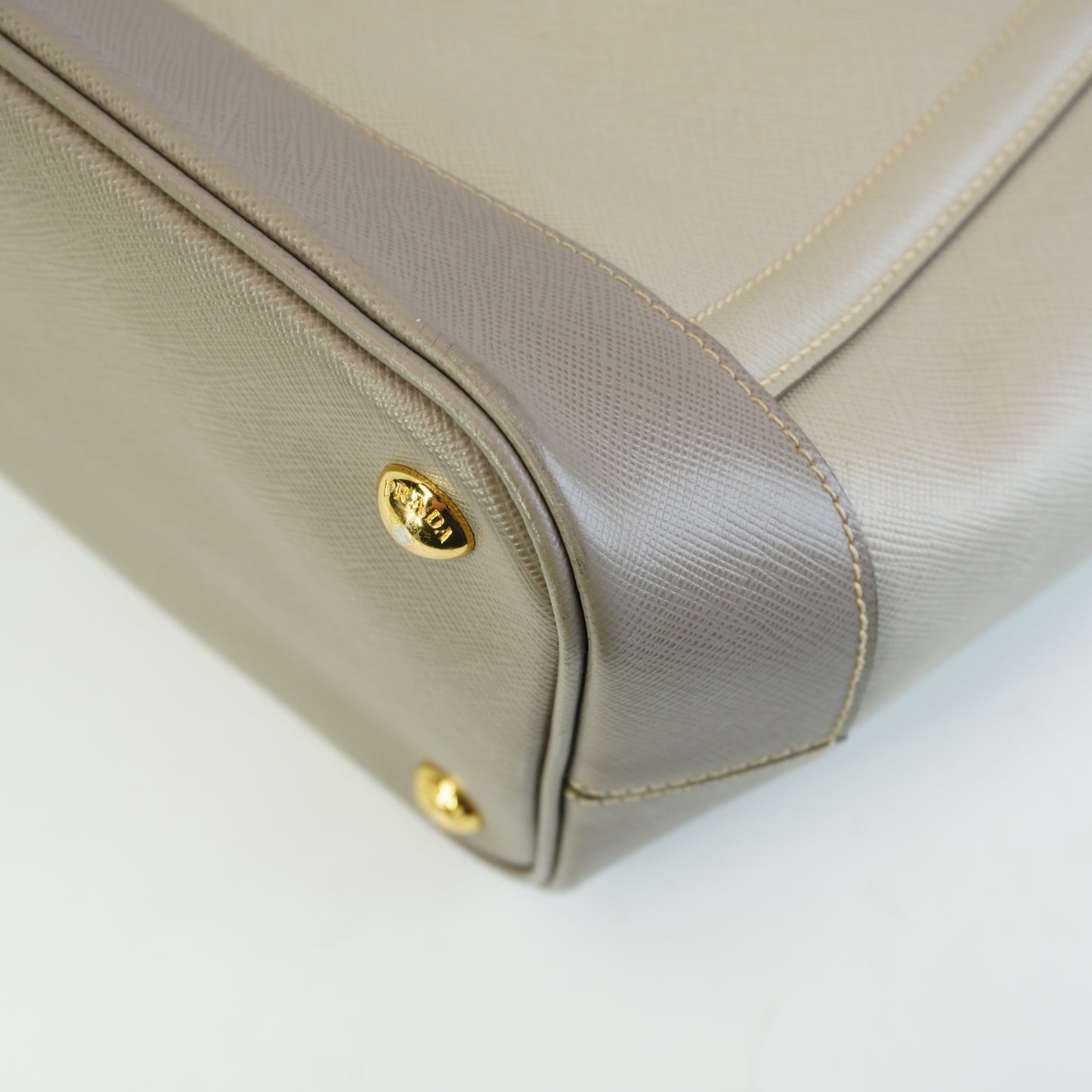 Prada Saffiano Lux Shopping Tote Bag Beige Medium GHW