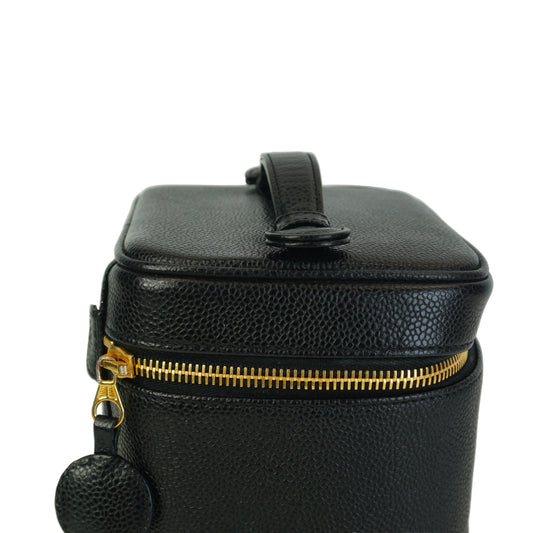 Chanel Timeless Caviar Leather Vertical Vanity Caseb Black Small