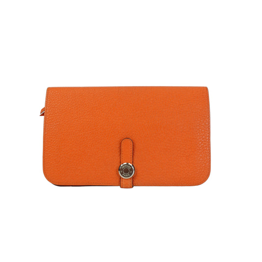 Hermes Dogon Duo wallet Orange SHW
