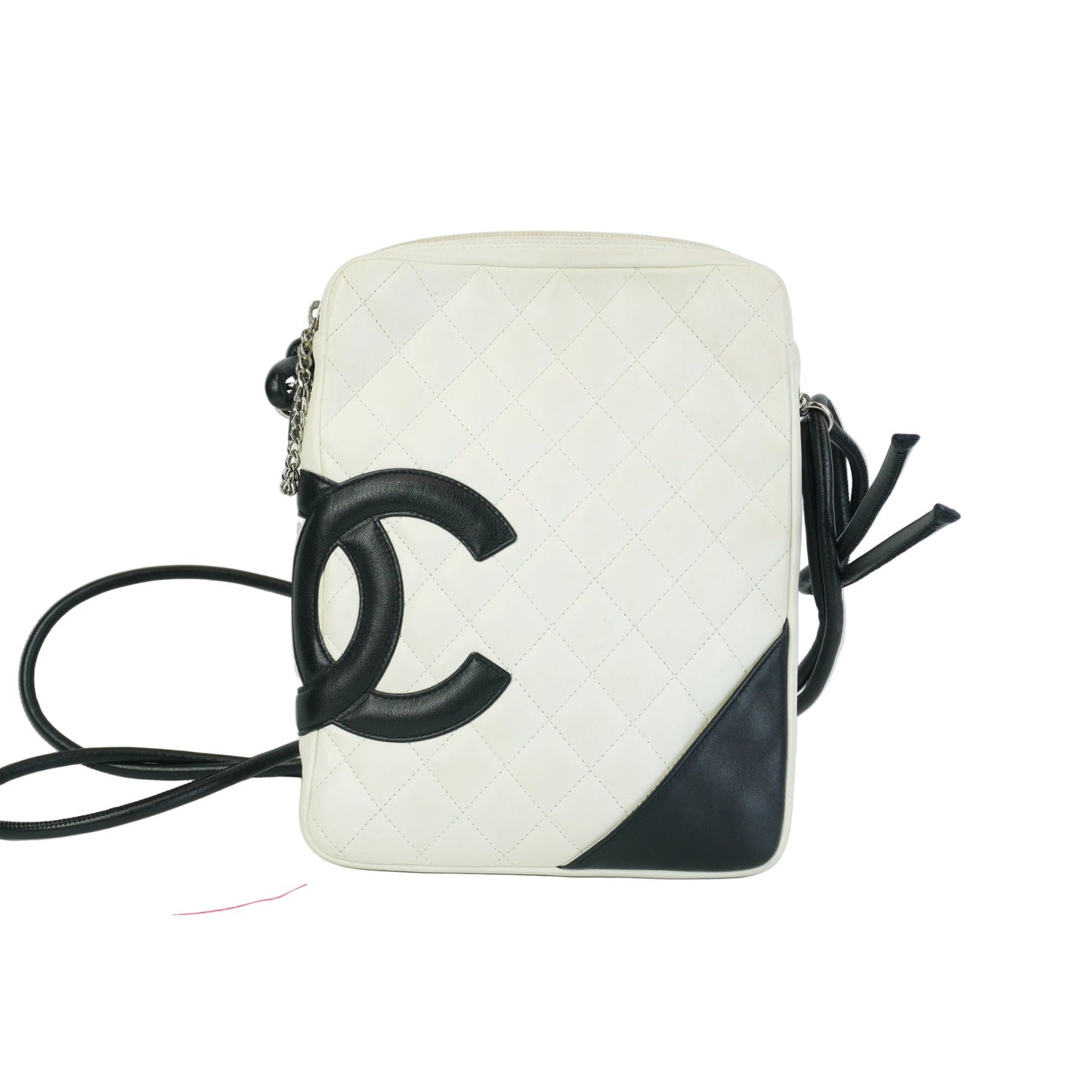 Chanel Cambon Ligne Shoulder Bag SHW Small Whiite
