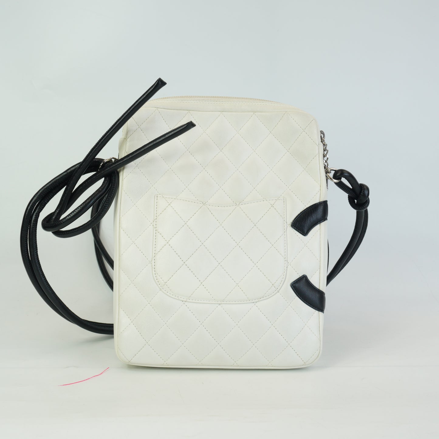 Chanel Cambon Ligne Shoulder Bag SHW Small Whiite