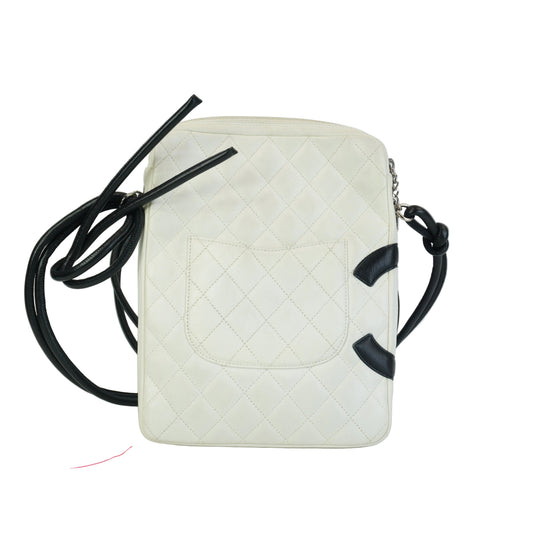 Chanel Cambon Ligne Shoulder Bag SHW Small Whiite