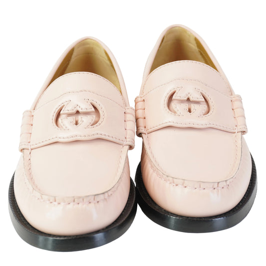 Gucci Womens Interlocking Loafers Pink Size 36