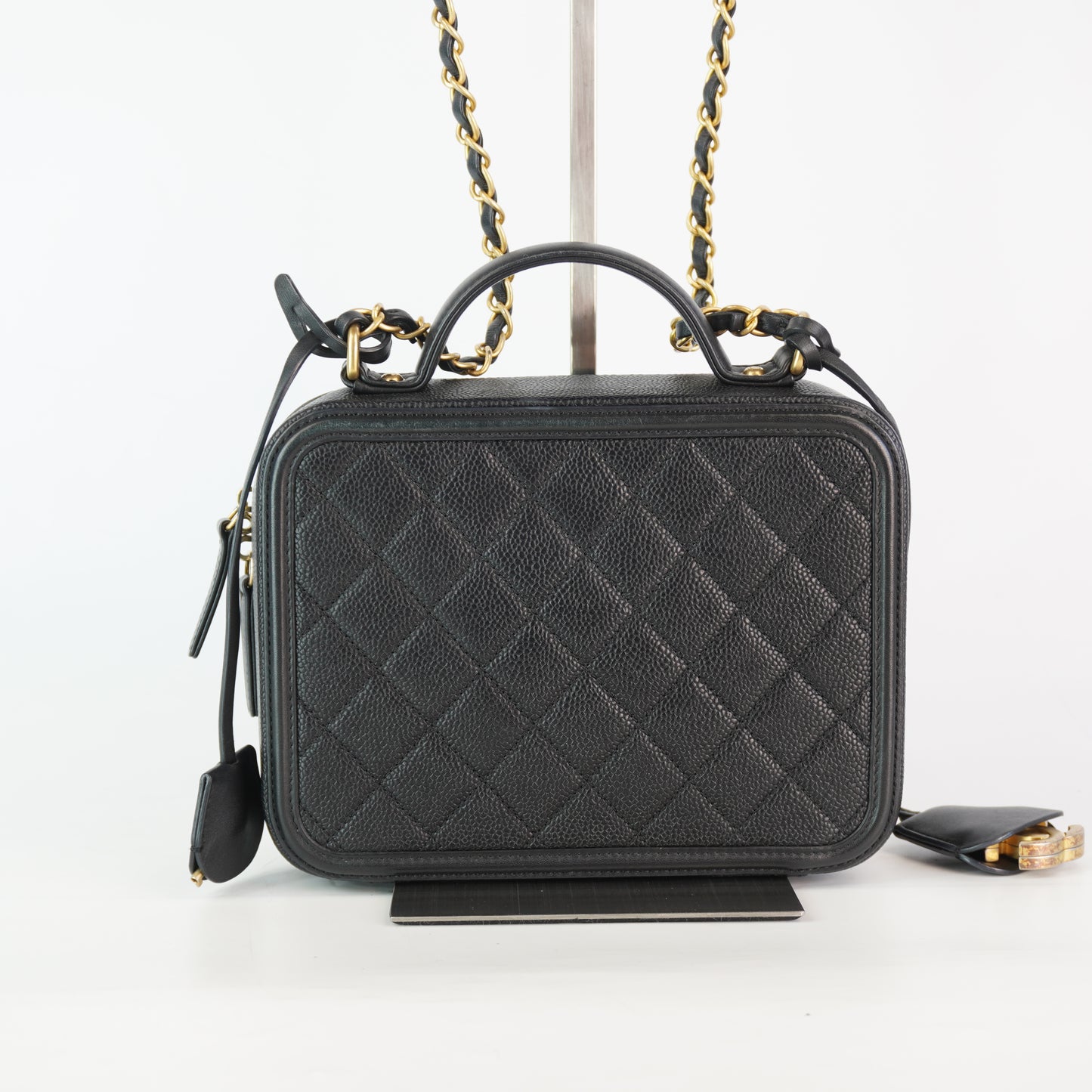 Chanel CC Filigree Vanity Case Black