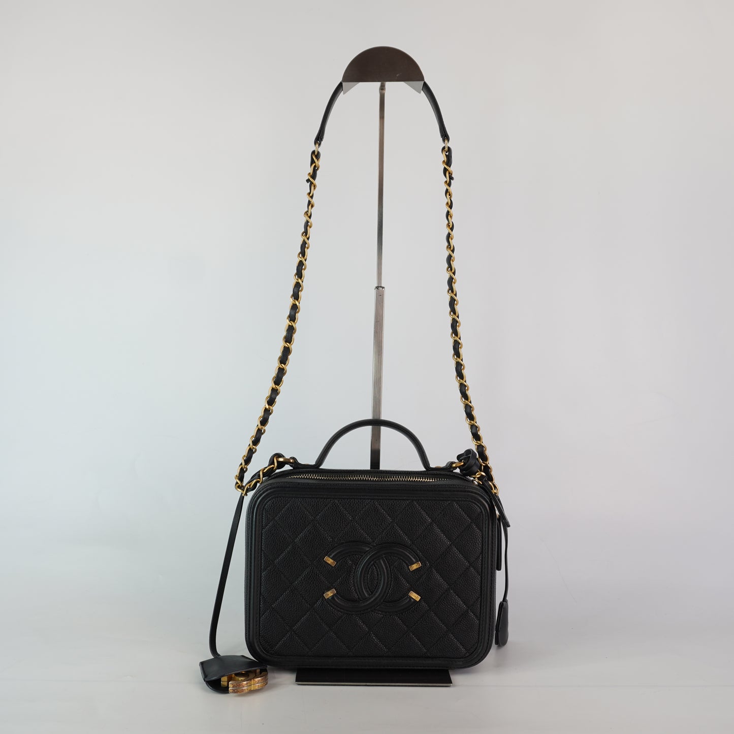 Chanel CC Filigree Vanity Case Black