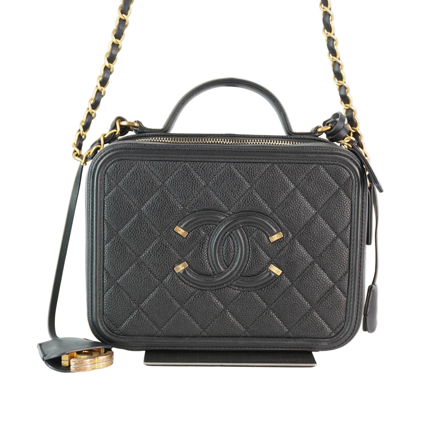 Chanel CC Filigree Vanity Case Black
