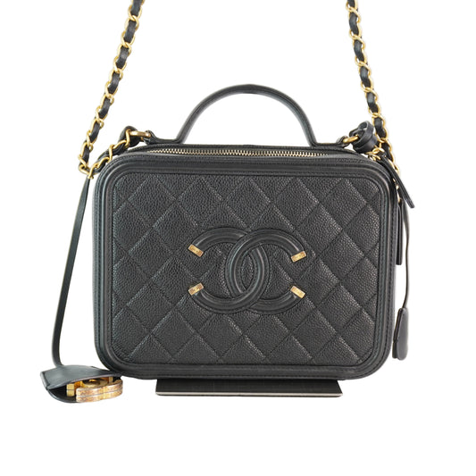 Chanel CC Filigree Vanity Case Black