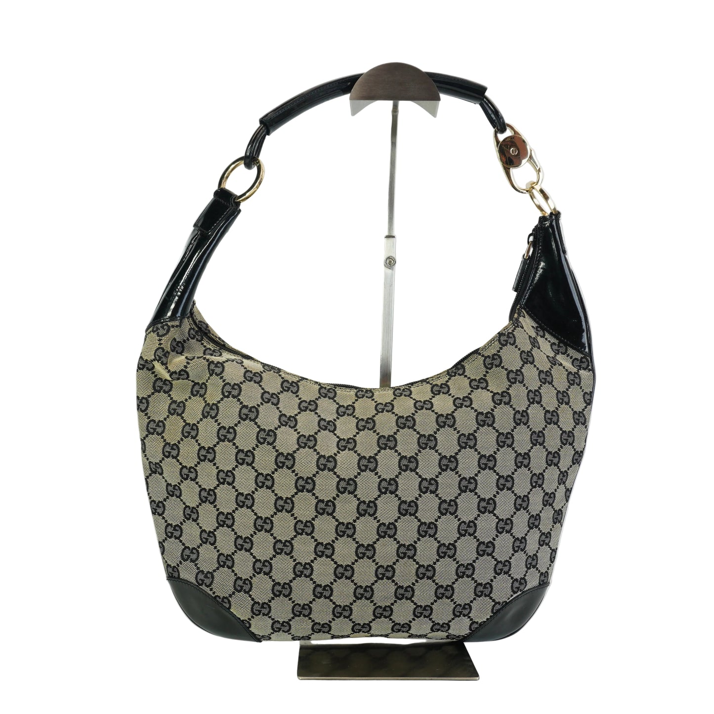 Gucci GG Canvas Half Moon Hobo Bag  Medium GHW