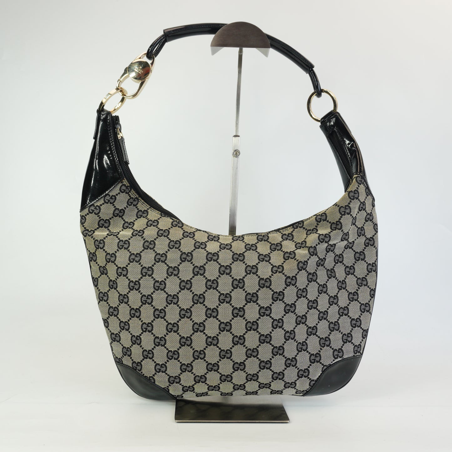 Gucci GG Canvas Half Moon Hobo Bag  Medium GHW