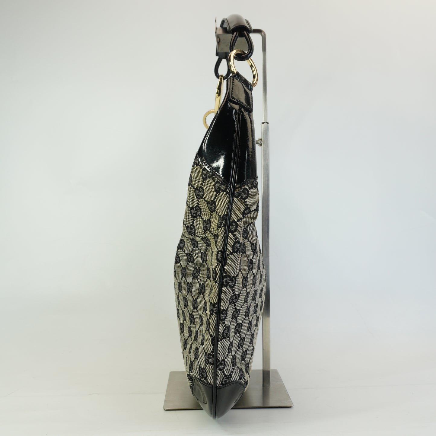 Gucci GG Canvas Half Moon Hobo Bag  Medium GHW
