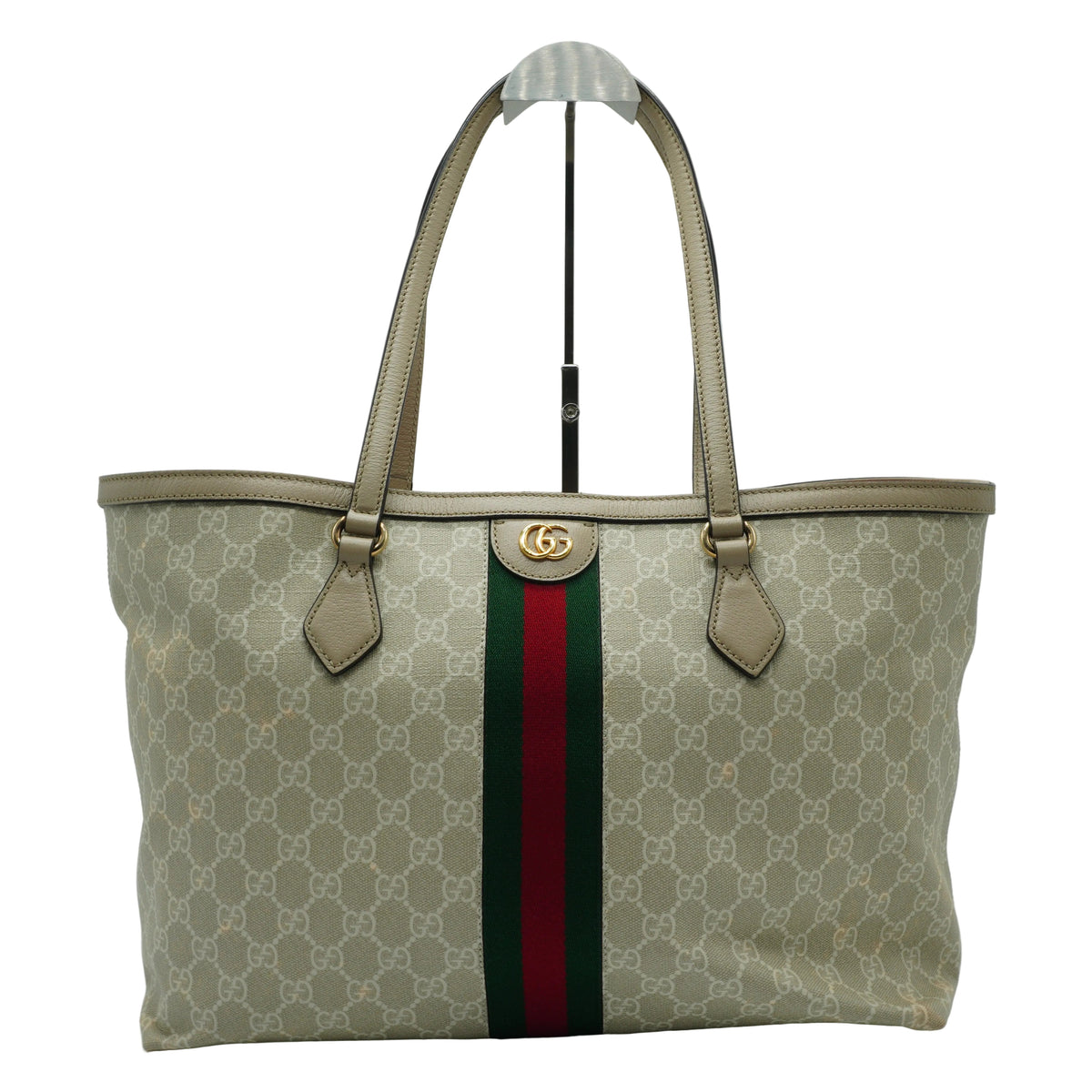 Gucci Ophidia Medium Tote White Canvas White Trims GHW