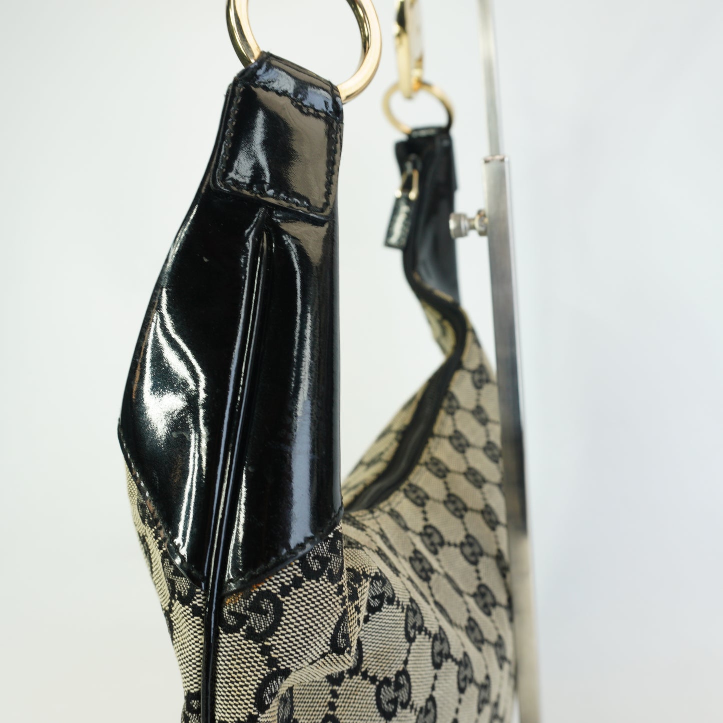 Gucci GG Canvas Half Moon Hobo Bag  Medium GHW