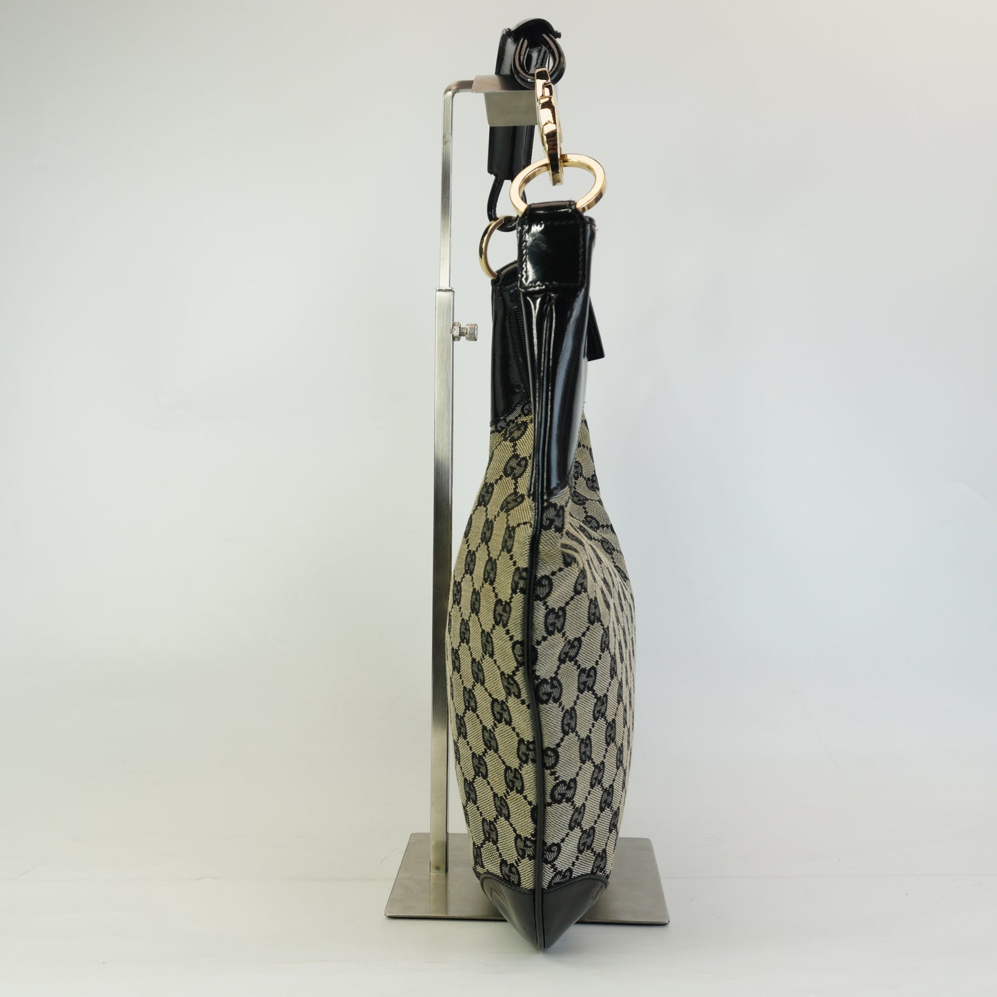 Gucci GG Canvas Half Moon Hobo Bag  Medium GHW