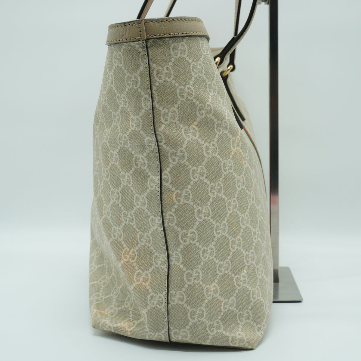 Gucci Ophidia Medium Tote White Canvas White Trims GHW