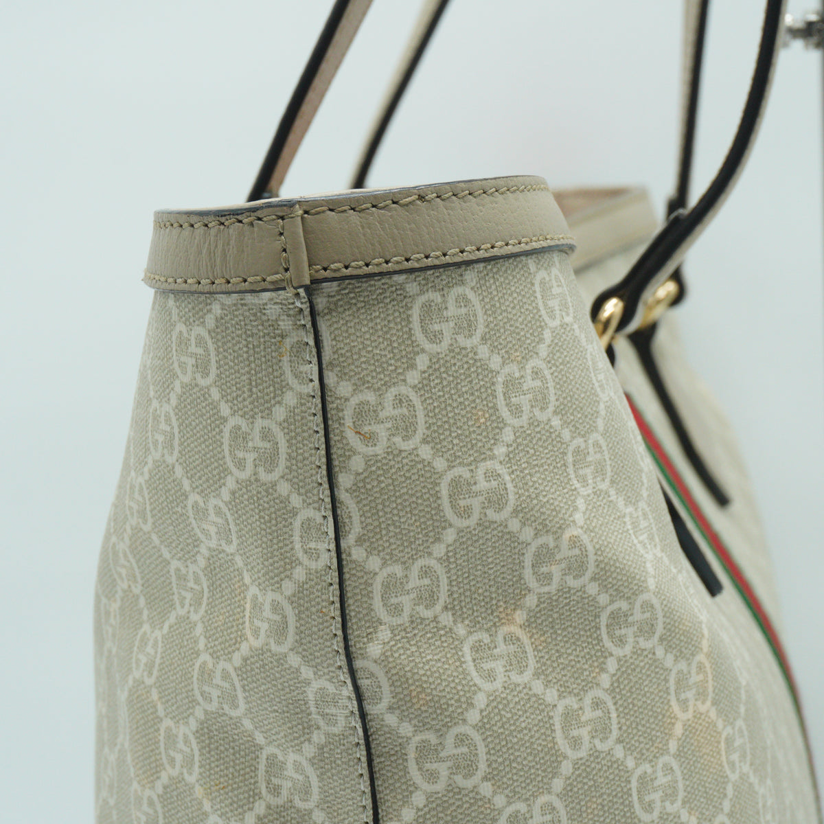 Gucci Ophidia Medium Tote White Canvas White Trims GHW