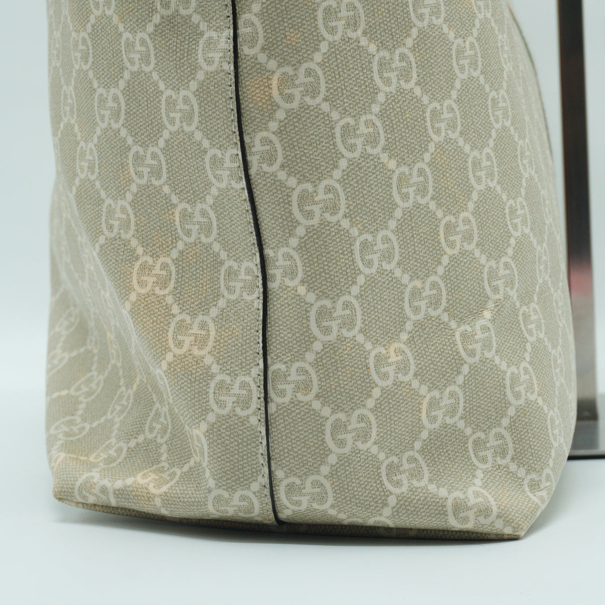 Gucci Ophidia Medium Tote White Canvas White Trims GHW