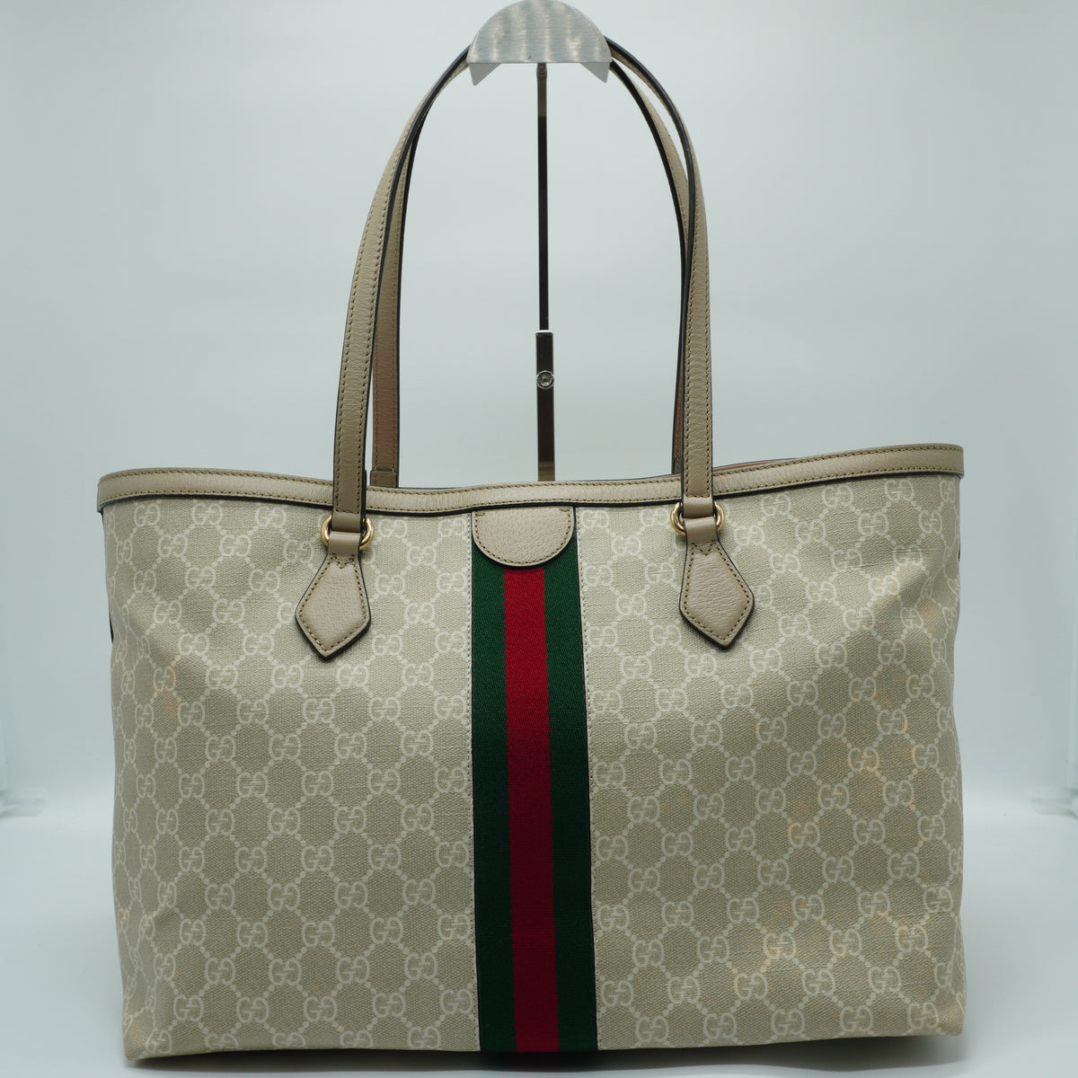 Gucci Ophidia Medium Tote White Canvas White Trims GHW
