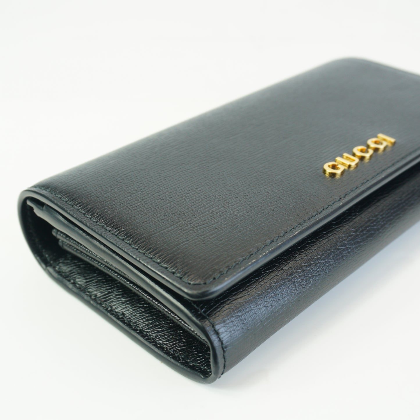 Gucci Script Leather Continental Wallet GHW