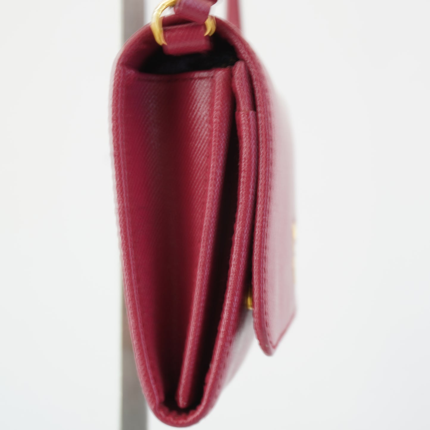 Prada 	Saffiano Leather Wallet w/ Strap Pink